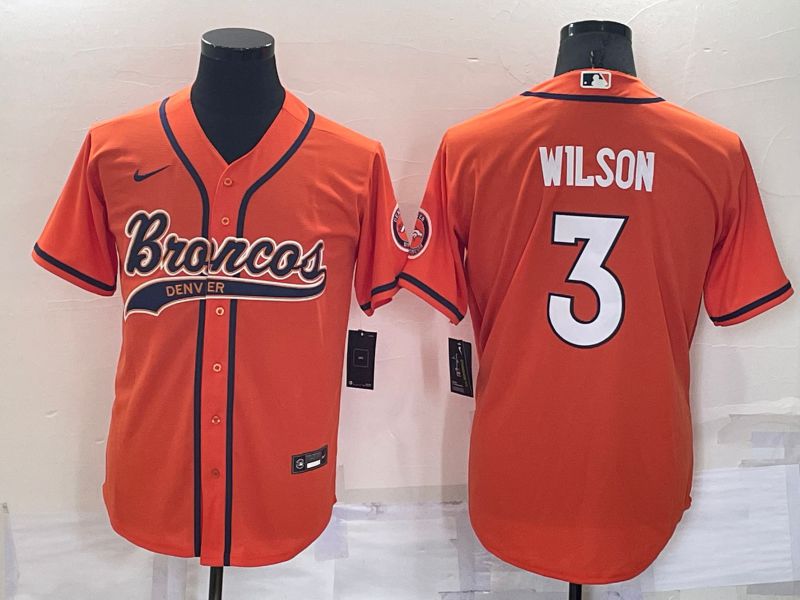 Men Denver Broncos 3 Wilson Orange Nike Co branded Jersey